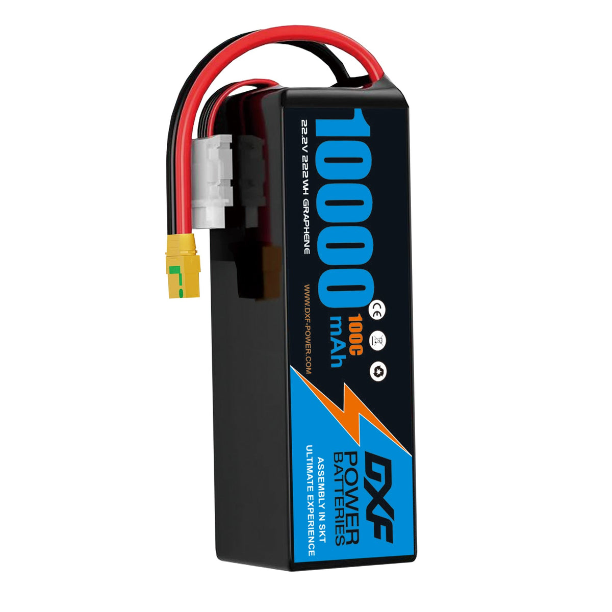 DXF 6S 22.2V 10000mAh 100C Soft Case LiPo Battery with 10AWG Wire for Toy Cars, Boats, UAVs & Drones (1-6 Pack)