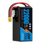 DXF 6S 22.2V 22000mAh 100C Soft Case LiPo Battery with 10AWG Wire for Toy Cars, Boats, UAVs & Drones (1-6 Pack)