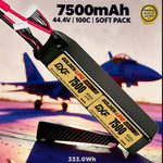 DXF Lipo Battery 12S 44.4V 7500mAh 100C GoldSeries Graphene Softcase with EC5 / T / TRX / XT60 / XT90 / XT150 / Q8s Plug for RC 1/8 1/10 Buggy Truck Car Off-Road Drone