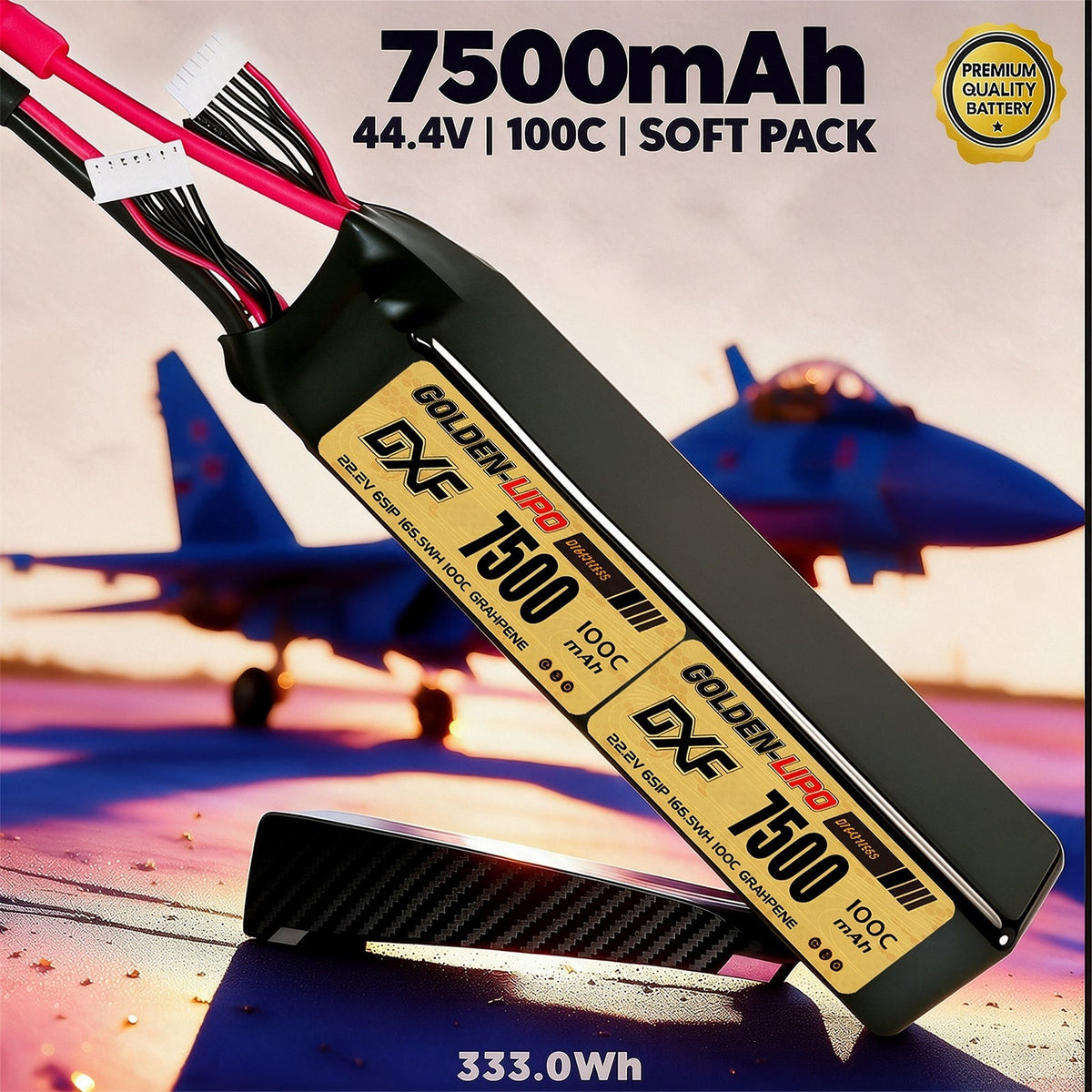 DXF Lipo Battery 12S 44.4V 7500mAh 100C GoldSeries Graphene Softcase with EC5 / T / TRX / XT60 / XT90 / XT150 / Q8s Plug for RC 1/8 1/10 Buggy Truck Car Off-Road Drone