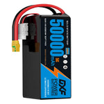 DXF SEMI-SOLID 14S 51.8V 50000mAh 5C Soft Case LiPo Battery with 8AWG Wire for Toy Cars, Boats, UAVs & Drones (1-6 Pack)