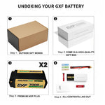 DXF LiPo Battery 2S2P HV 7.6V 7000mAh 140C Graphene NGP Plus Gold Version with 5mm Bullet / EC5 / T / TRX / XT60 / XT90 / XT150 / Q8s Plug for RC 1/10 1/8 Scale Car Racing