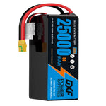 DXF SEMI-SOLID 12S 44.4V 25000mAh 5C Soft Case LiPo Battery with 8AWG Wire for Toy Cars, Boats, UAVs & Drones (1-6 Pack)