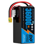 DXF SEMI-SOLID 12S 44.4V 36000mAh 10C Soft Case LiPo Battery with 8AWG Wire for Toy Cars, Boats, UAVs & Drones (1-6 Pack)