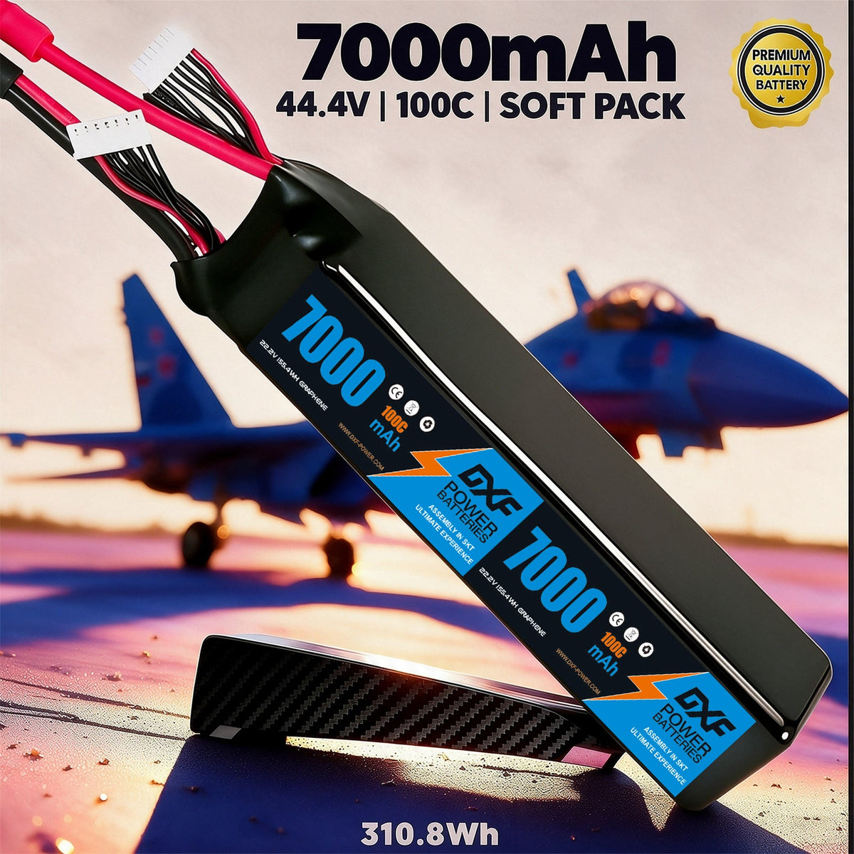DXF Lipo Battery 12S 44.4V 7000mAh 100C GoldSeries Graphene Softcase with EC5 / T / TRX / XT60 / XT90 / XT150 / Q8s Plug for RC 1/8 1/10 Buggy Truck Car Off-Road Drone