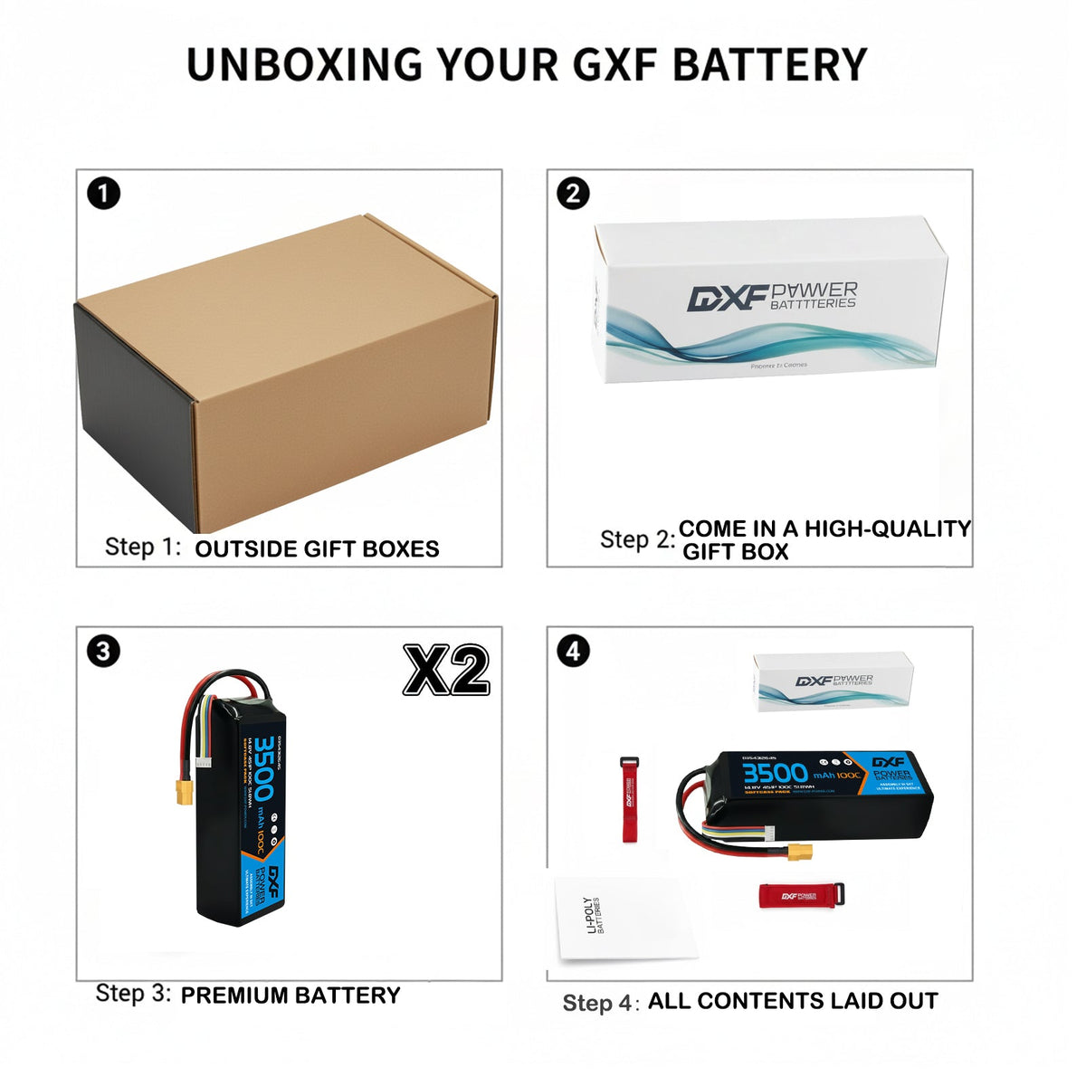 DXF Lipo Battery 4S 14.8V 3500mAh 100C GoldSeries Graphene Softcase with EC5 / T / TRX / XT60 / XT90 / XT150 / Q8s Plug for RC 1/8 1/10 Buggy Truck Car Off-Road Drone