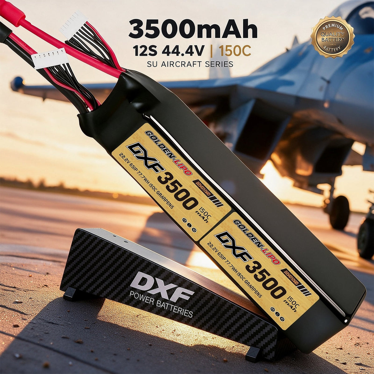 DXF Lipo Battery 12S 44.4V 3500mAh 150C GoldSeries Graphene Softcase with EC5 / T / TRX / XT60 / XT90 / XT150 / Q8s Plug for RC 1/8 1/10 Buggy Truck Car Off-Road Drone