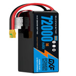DXF 12S 44.4V 72000mAh 5C Soft Case LiPo Battery with 8AWG Wire for Toy Cars, Boats, UAVs & Drones (1-6 Pack)