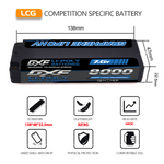 DXF 2S 7.6V Lipo Battery 140C 8000mAh Hardcase with 5mm Bullet to Deans Plug for RC 1/8 Vehicles Car Truck Tank Truggy Competition Racing Hobby