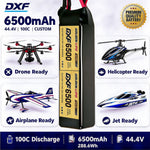 DXF Lipo Battery 12S 44.4V 6500mAh 100C GoldSeries Graphene Softcase with EC5 / T / TRX / XT60 / XT90 / XT150 / Q8s Plug for RC 1/8 1/10 Buggy Truck Car Off-Road Drone