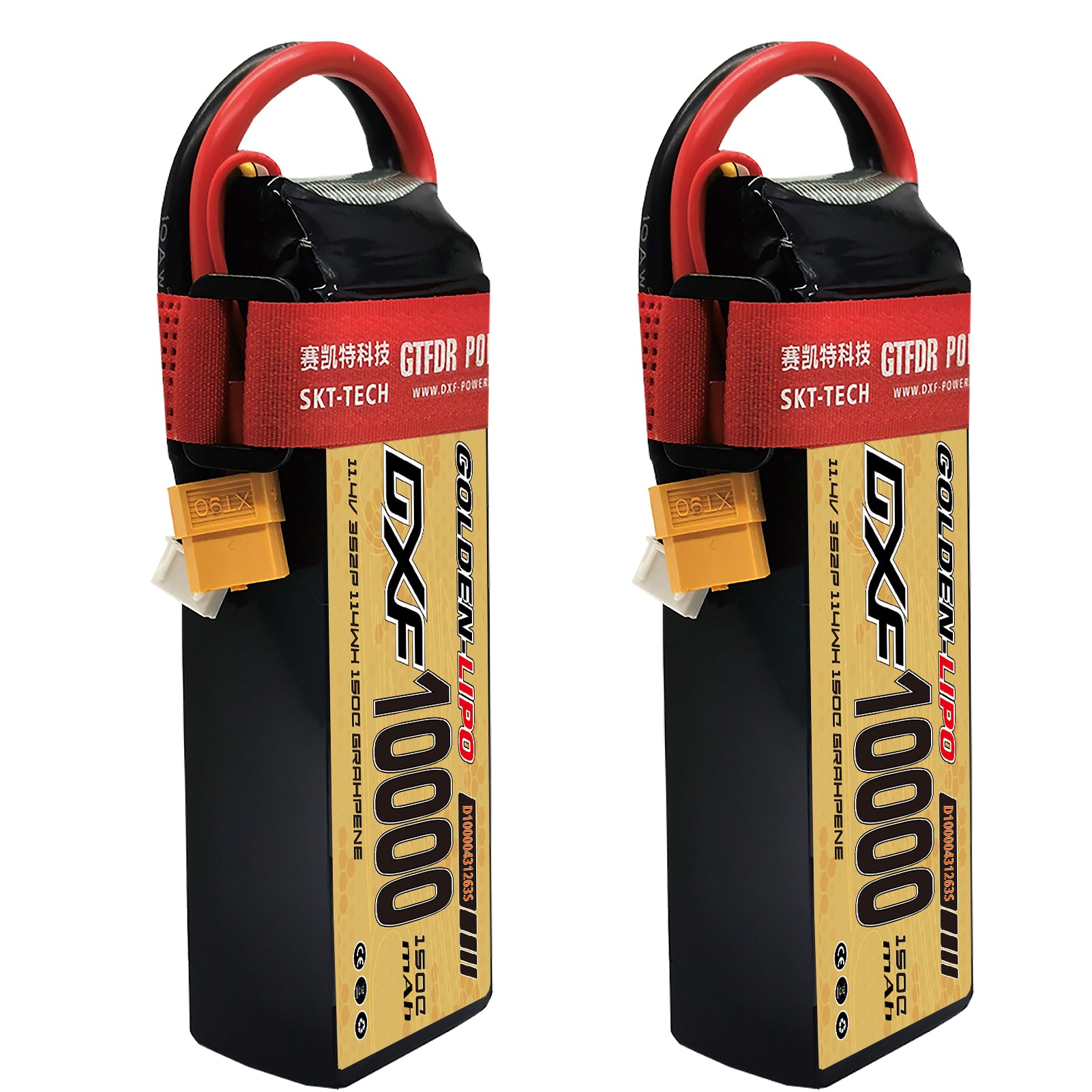 DXF Lipo Battery 3S HV 11.4V 10000mAh 150C GoldSeries Graphene Softcase with EC5 / T / TRX / XT60 / XT90 / XT150 / Q8s Plug for RC 1/8 1/10 Buggy Truck Car Off-Road Drone