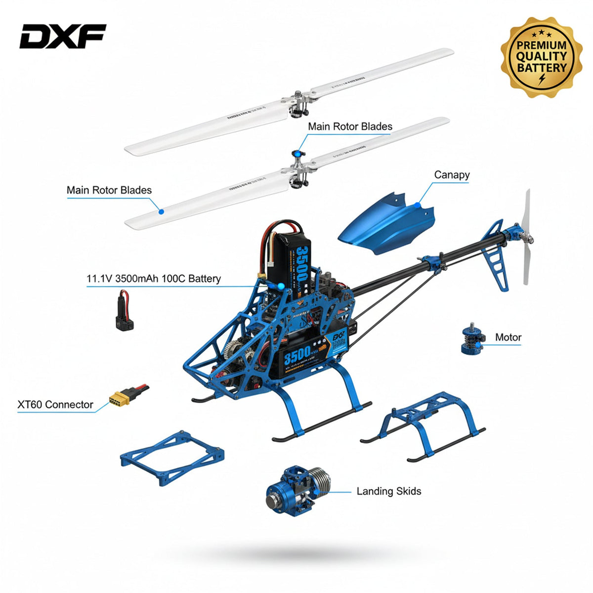 DXF 3S 11.1V 3500mAh 100C Graphene Softcase LiPo Battery with XT60 & 12AWG Wire for RC Cars, Boats & Aircraft Models (1-6 Pack)