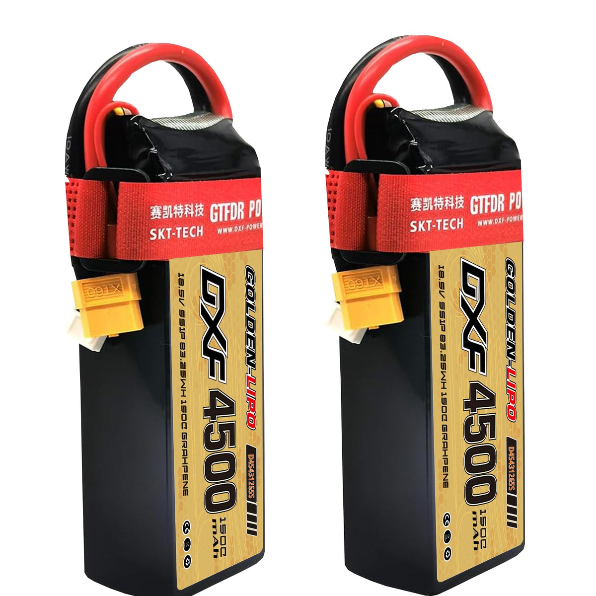 DXF Lipo Battery 5S 18.5V 4500mAh 150C GoldSeries Graphene Softcase with EC5 / T / TRX / XT60 / XT90 / XT150 / Q8s Plug for RC 1/8 1/10 Buggy Truck Car Off-Road Drone