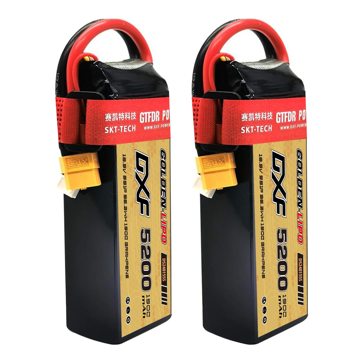 DXF Lipo Battery 5S 18.5V 5200mAh 150C Graphene Softcase with EC5 / T / TRX / XT60 / XT90 / XT150 / Q8s Plug for RC 1/8 1/10 Buggy Truck Car Off-Road Drone