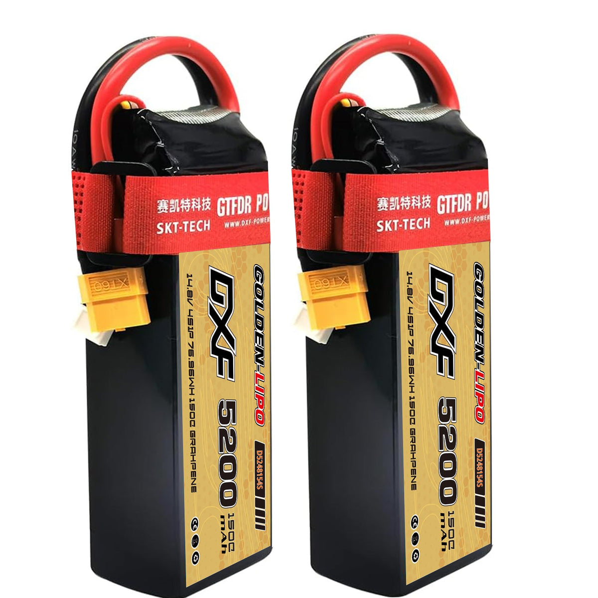 DXF Lipo Battery 4S 14.8V 5200mAh 150C Graphene Softcase with EC5 / T / TRX / XT60 / XT90 / XT150 / Q8s Plug for RC 1/8 1/10 Buggy Truck Car Off-Road Drone