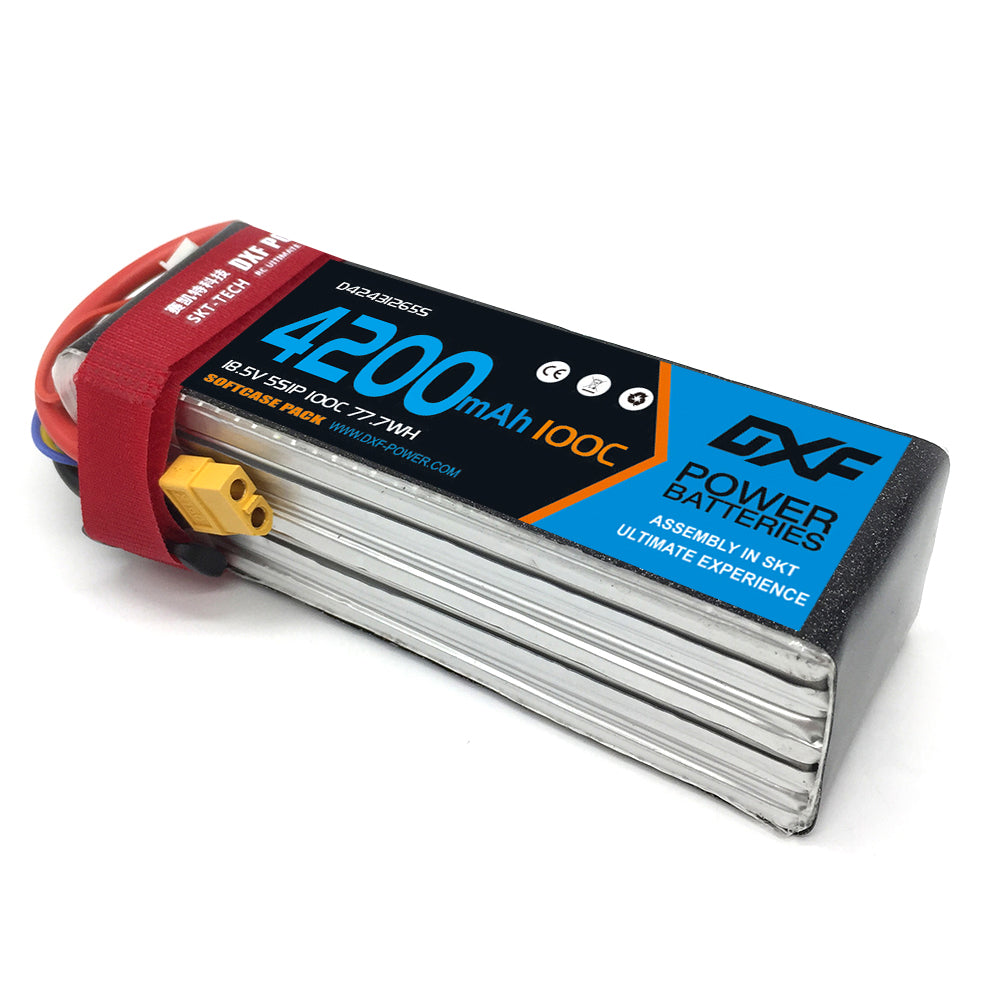 DXF Lipo Battery 5S 18.5V 4200mAh 100C GoldSeries Graphene Softcase with EC5 / T / TRX / XT60 / XT90 / XT150 / Q8s Plug for RC 1/8 1/10 Buggy Truck Car Off-Road Drone