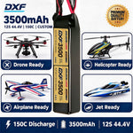DXF Lipo Battery 12S 44.4V 3500mAh 150C GoldSeries Graphene Softcase with EC5 / T / TRX / XT60 / XT90 / XT150 / Q8s Plug for RC 1/8 1/10 Buggy Truck Car Off-Road Drone