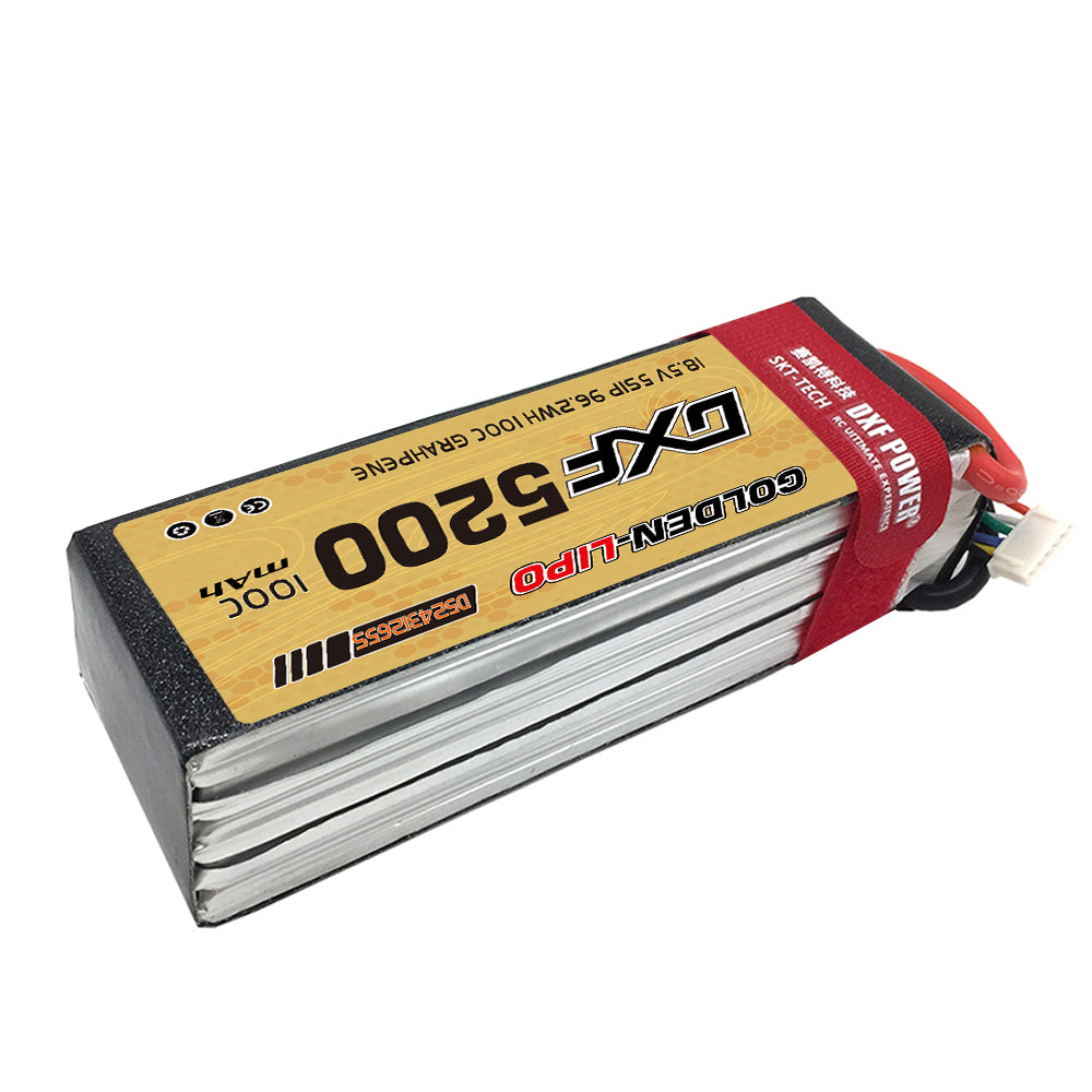 DXF Lipo Battery 5S 18.5V 5200mAh 100C GoldSeries Graphene Softcase with EC5 / T / TRX / XT60 / XT90 / XT150 / Q8s Plug for RC 1/8 1/10 Buggy Truck Car Off-Road Drone