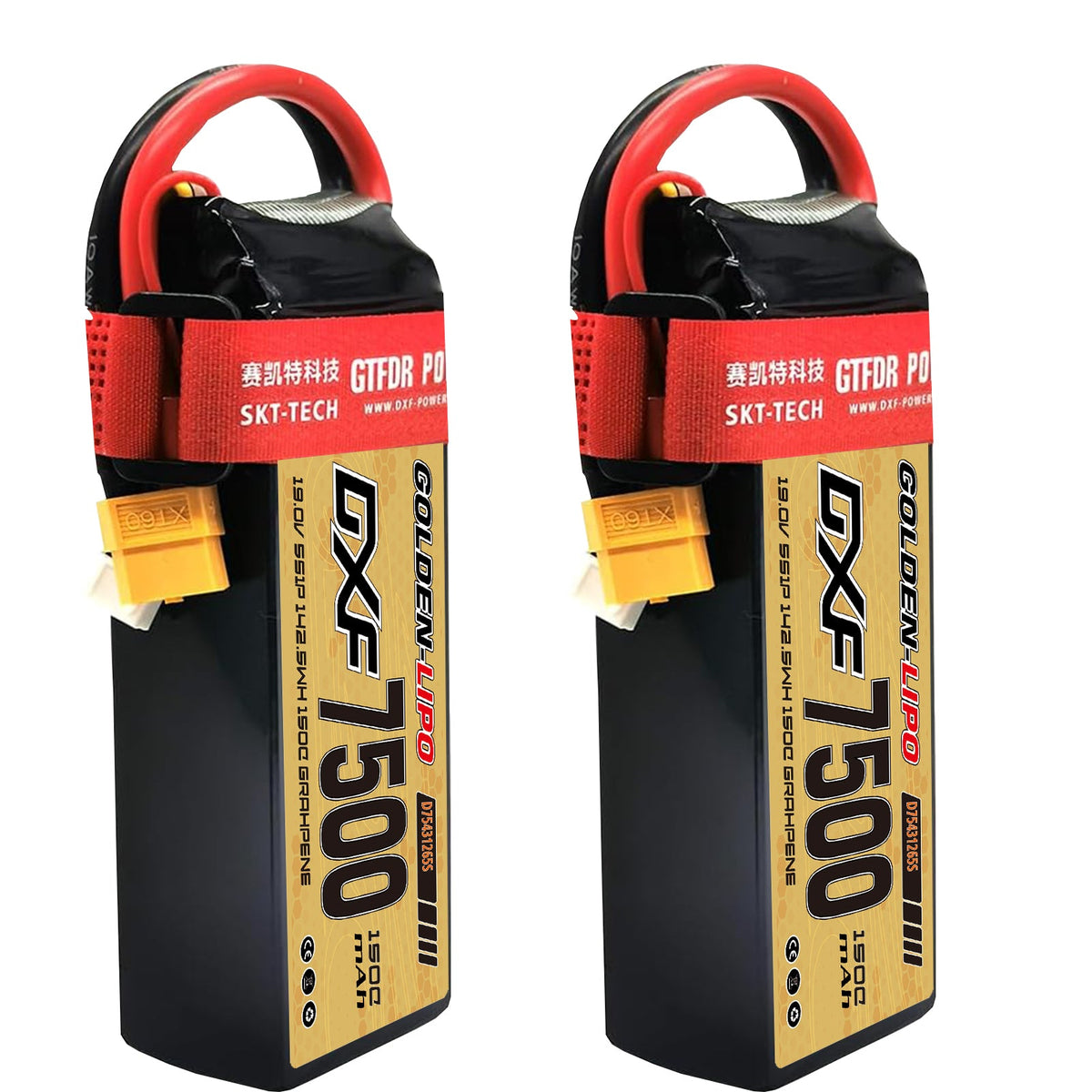 DXF Lipo Battery 5S HV 19.0V 7500mAh 150C GoldSeries Graphene Softcase with EC5 / T / TRX / XT60 / XT90 / XT150 / Q8s Plug for RC 1/8 1/10 Buggy Truck Car Off-Road Drone
