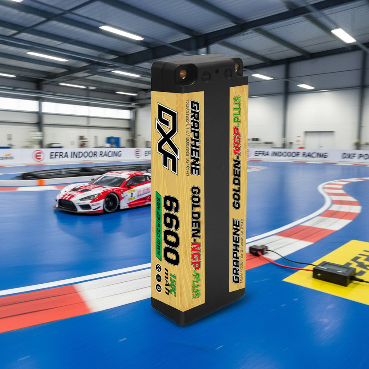 DXF GOLDEN-NGP PLUS 2S HV 7.6V 6600mAh 150C EFRA Hardcase LiPo Battery, 5mm Bullet to Deans T-Plug (1-6 Pack)
