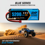 DXF BLUE Series 3S 11.1V 5200mAh 80C Hardcase LiPo with Deans/T-Plug & 10AWG Wire for Toy Cars, Boats, Aircraft & FPV Drones (1-6 Pack)