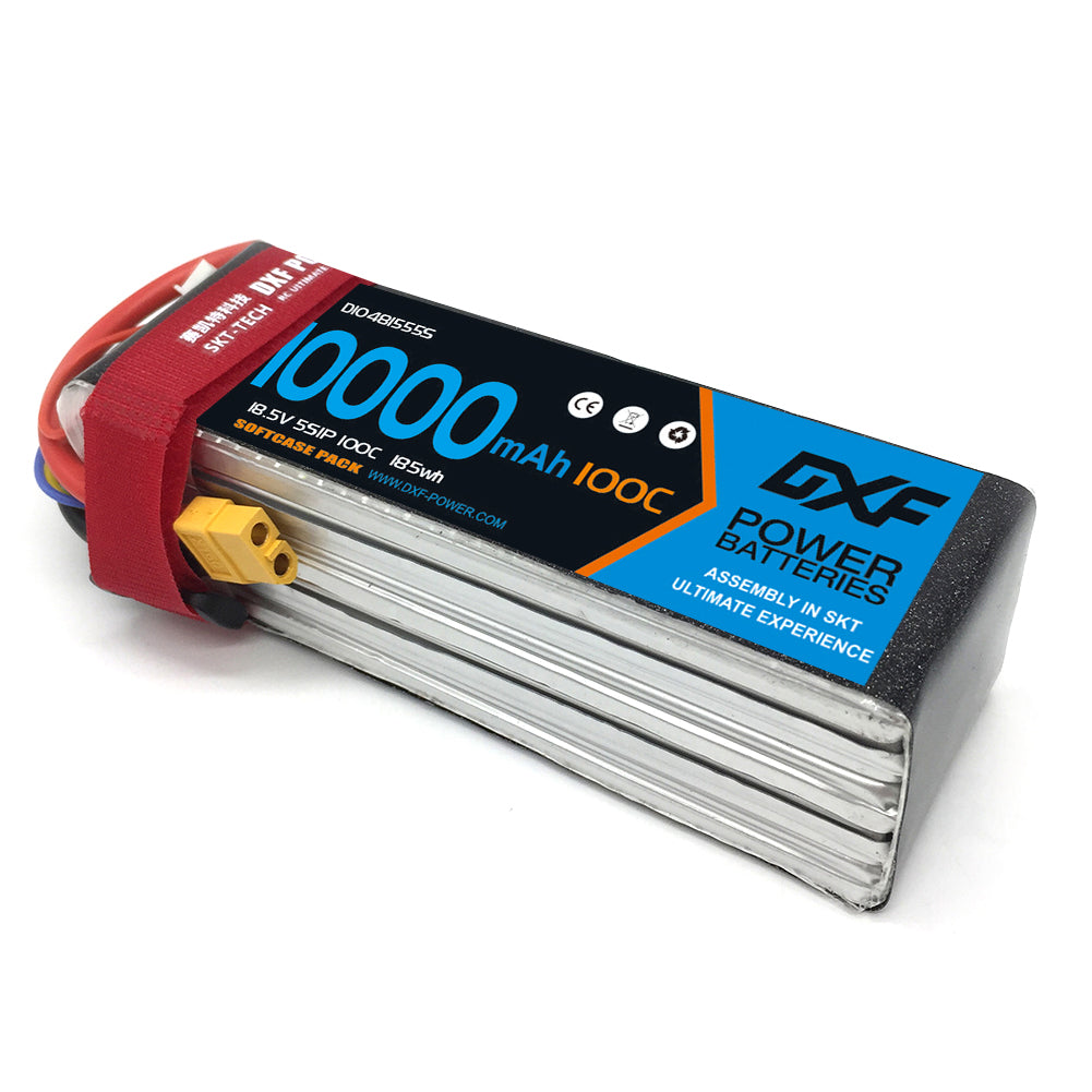 DXF LiPo Battery 5S 18.5V 10000mAh 100C Graphene Softcase with EC5 / T / TRX / XT60 / XT90 / XT150 / Q8s Plug for RC 1/8 1/10 Buggy Truck Car Off-Road Drone