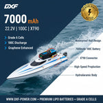 DXF 6S 22.2V 7000mAh 100C Softcase LiPo Battery with XT90 & 10AWG Wire for 1/8 RC Cars (1-6 Pack)