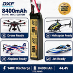 DXF Lipo Battery 12S 44.4V 8400mAh 140C GoldSeries Graphene Softcase with EC5 / T / TRX / XT60 / XT90 / XT150 / Q8s Plug for RC 1/8 1/10 Buggy Truck Car Off-Road Drone