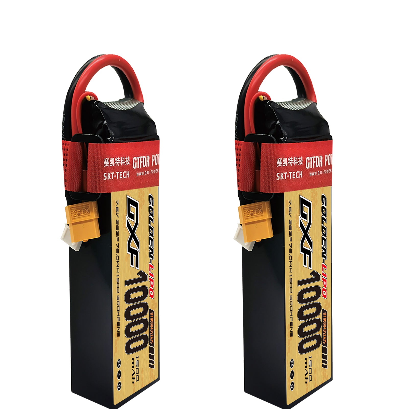 DXF Lipo Battery 2S HV 7.6V 10000mAh 150C GoldSeries Graphene Softcase with EC5 / T / TRX / XT60 / XT90 / XT150 / Q8s Plug for RC 1/8 1/10 Buggy Truck Car Off-Road Drone