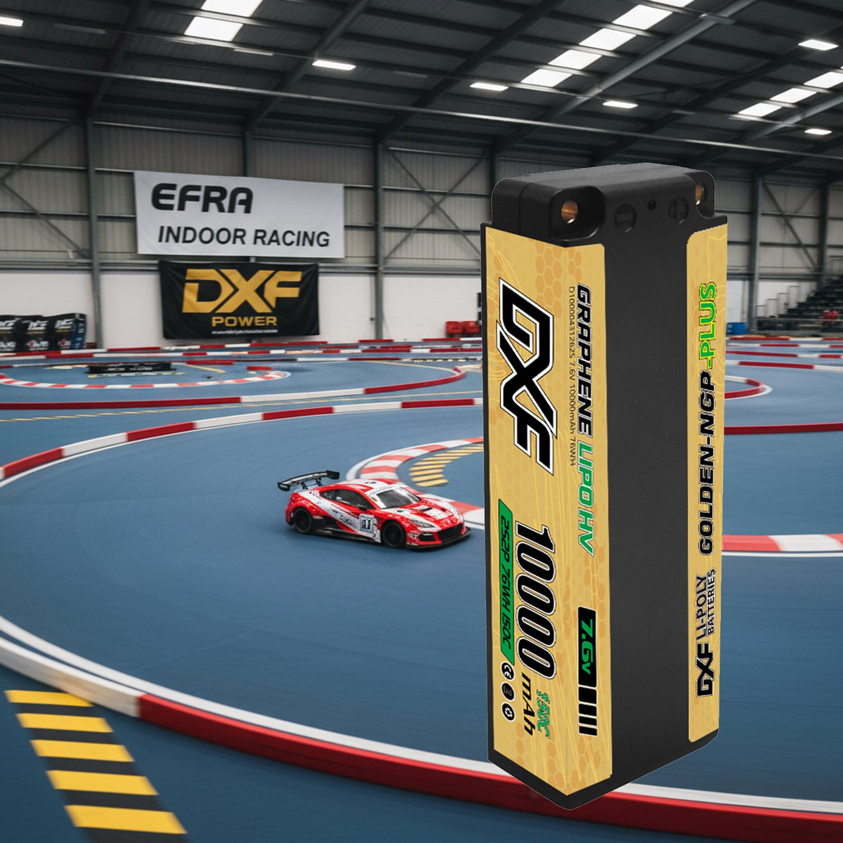 DXF 5mm 2S 10000mAh 7.6V 150C GOLDEN-NGP PLUS EFRA Certificate High Capacity Hardcase LiPo Battery with XT90 Plug for 1:8 Scale RC Car, Multi-Rotor RC Airplane, RC Helicopter, RC Boat