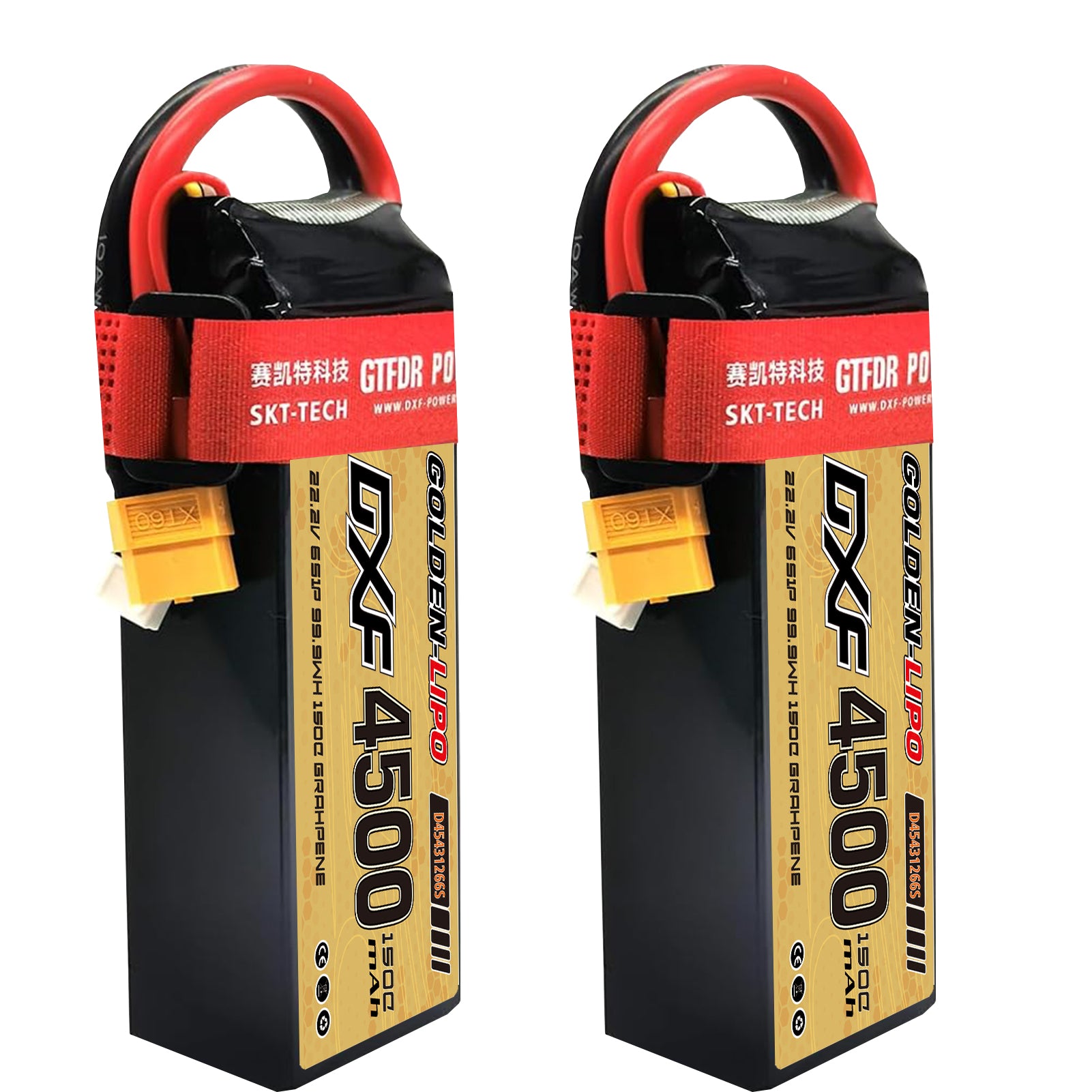 DXF Lipo Battery 6S 22.2V 4500mAh 150C GoldSeries Graphene Softcase with EC5 / T / TRX / XT60 / XT90 / XT150 / Q8s Plug for RC 1/8 1/10 Buggy Truck Car Off-Road Drone