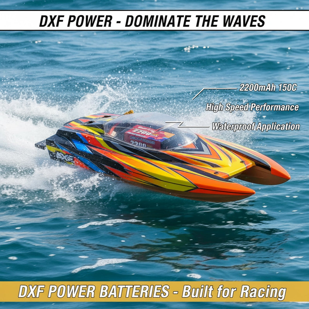 DXF 6S 22.2V 2200mAh 150C Graphene Softcase LiPo Battery with XT60 & 12AWG Wire (1-6 Pack)