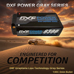 DXF LiPo Battery 2S2P HV 7.6V 6300mAh 130C Graphene Gray with 5mm Bullet / EC5 / T / TRX / XT60 / XT90 / XT150 / Q8s Plug for RC 1/10 1/8 Scale Car Racing