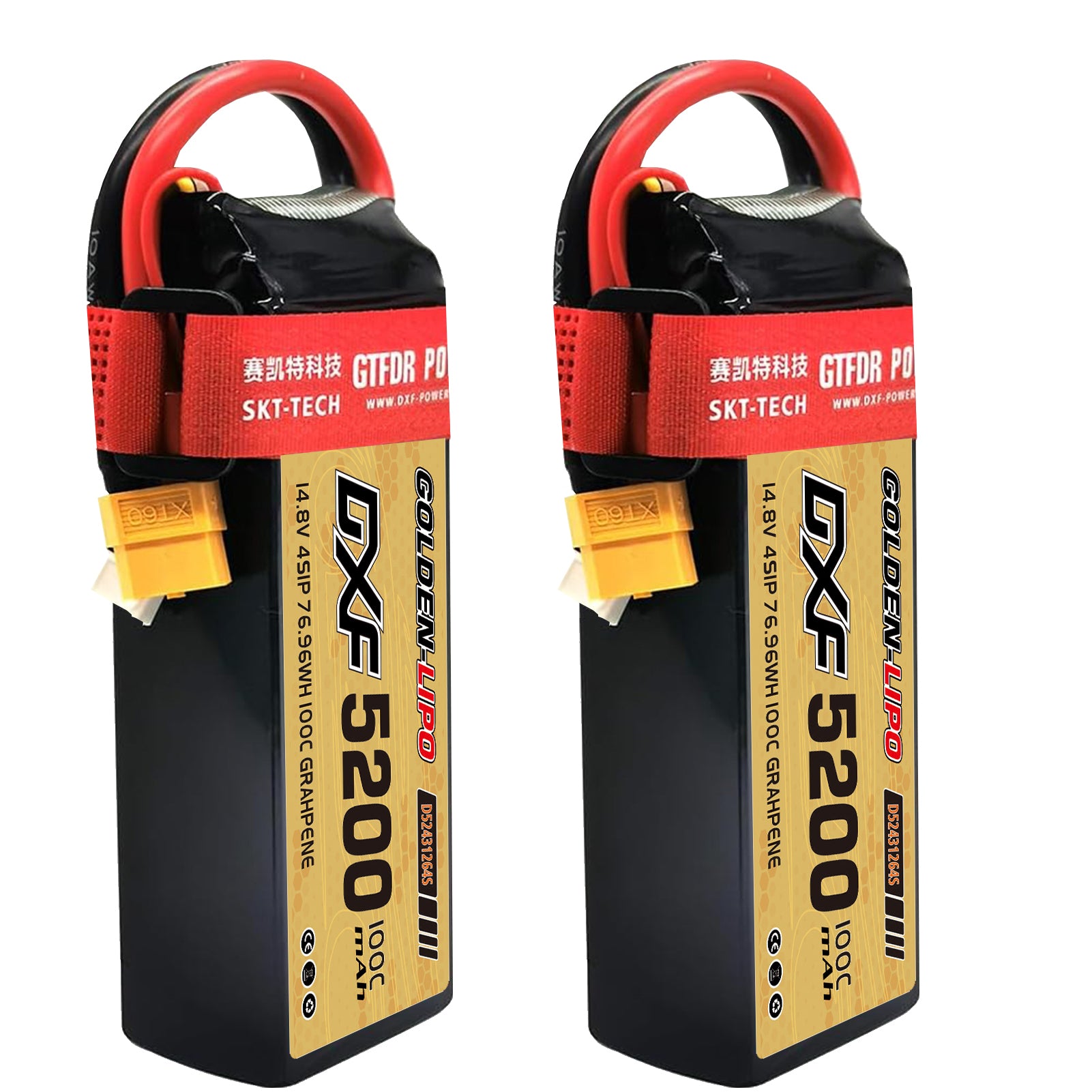 DXF Lipo Battery 4S 14.8V 5200mAh 100C Graphene Softcase with EC5 / T / TRX / XT60 / XT90 / XT150 / Q8s Plug for RC 1/8 1/10 Buggy Truck Car Off-Road Drone