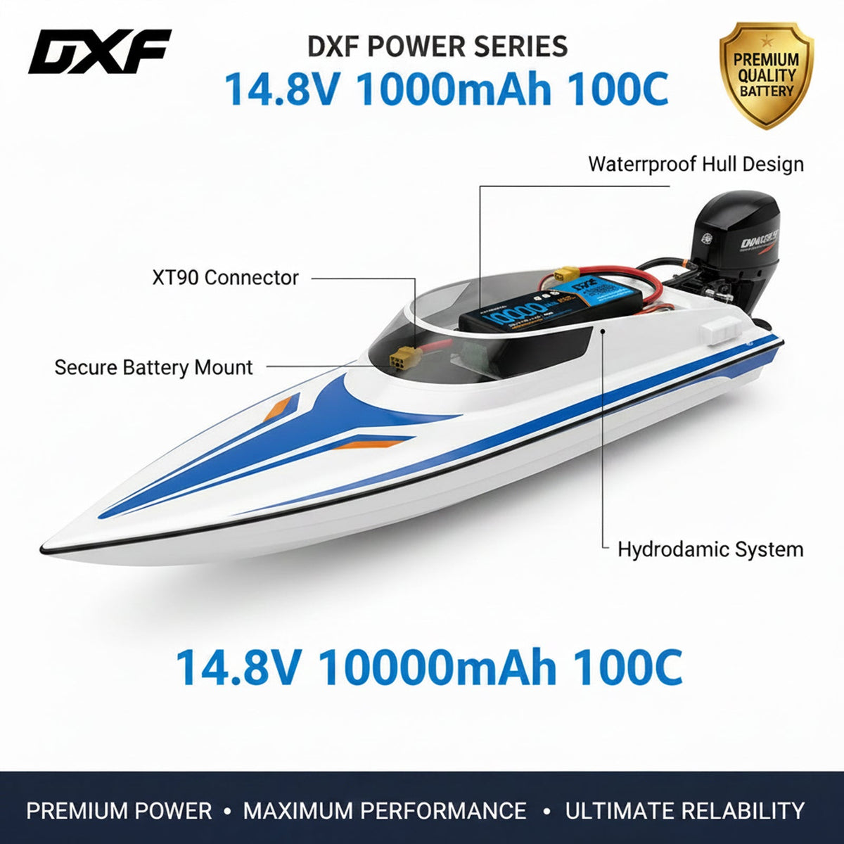 DXF 4S 14.8V 10000mAh 100C Graphene Softcase LiPo Battery with EC5 & 10AWG Wire (1-6 Pack)