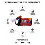 DXF 4S 14.8V 1550mAh 150C Gold Version Graphene LiPo Soft Case Battery with 12AWG XT60 Plug for FPV Racing Drone RC Car Boat (2 Pack Set)