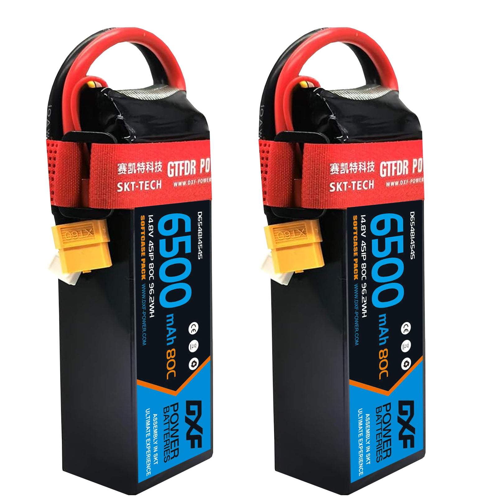 DXF Lipo Battery 4S 14.8V 6500mAh 80C Graphene Softcase with EC5 / T / TRX / XT60 / XT90 / XT150 / Q8s Plug for RC 1/8 1/10 Buggy Truck Car Off-Road Drone