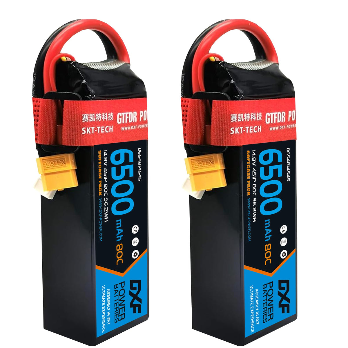 DXF Lipo Battery 4S 14.8V 6500mAh 80C Graphene Softcase with EC5 / T / TRX / XT60 / XT90 / XT150 / Q8s Plug for RC 1/8 1/10 Buggy Truck Car Off-Road Drone