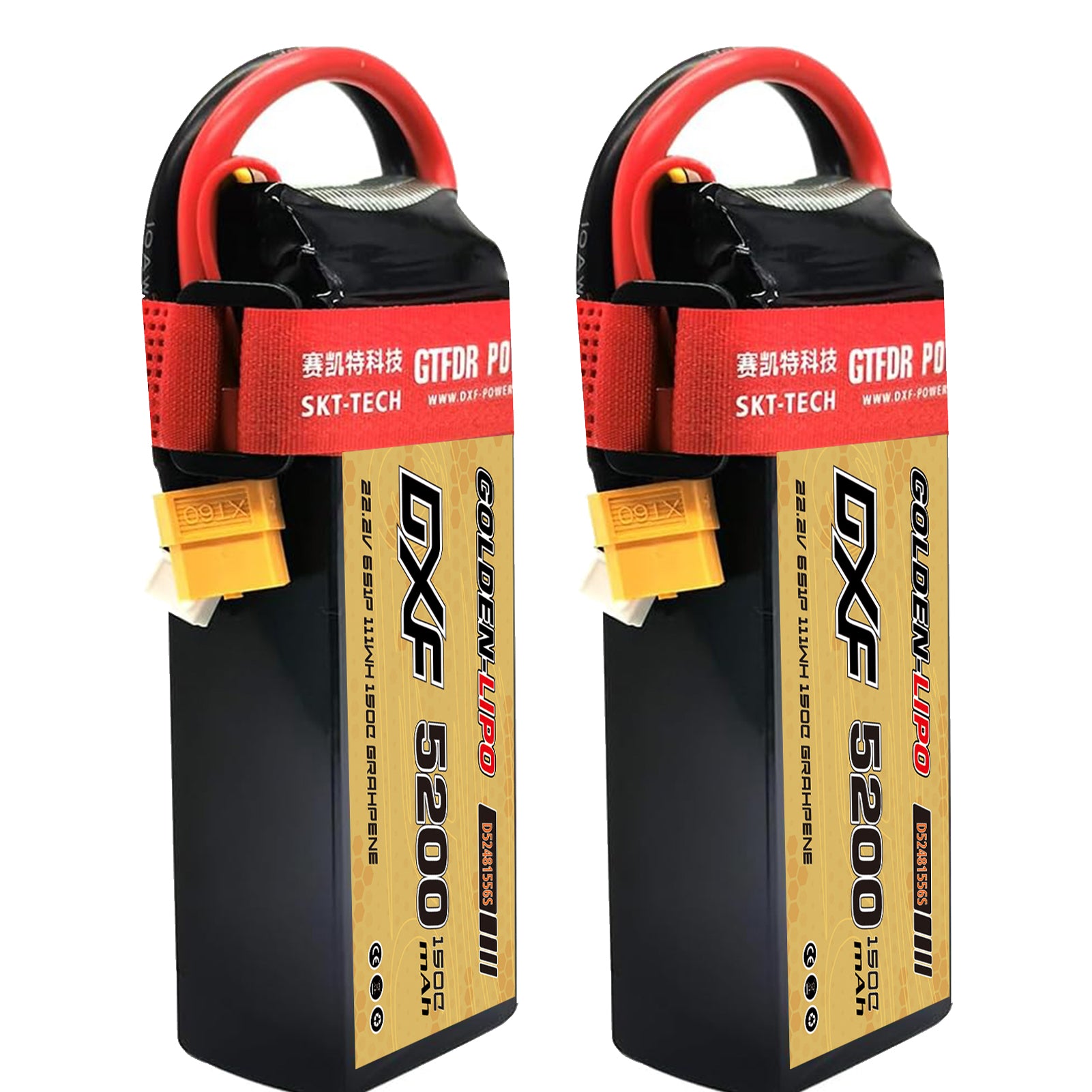 DXF Lipo Battery 6S 22.2V 5200mAh 150C Graphene Softcase with EC5 / T / TRX / XT60 / XT90 / XT150 / Q8s Plug for RC 1/8 1/10 Buggy Truck Car Off-Road Drone