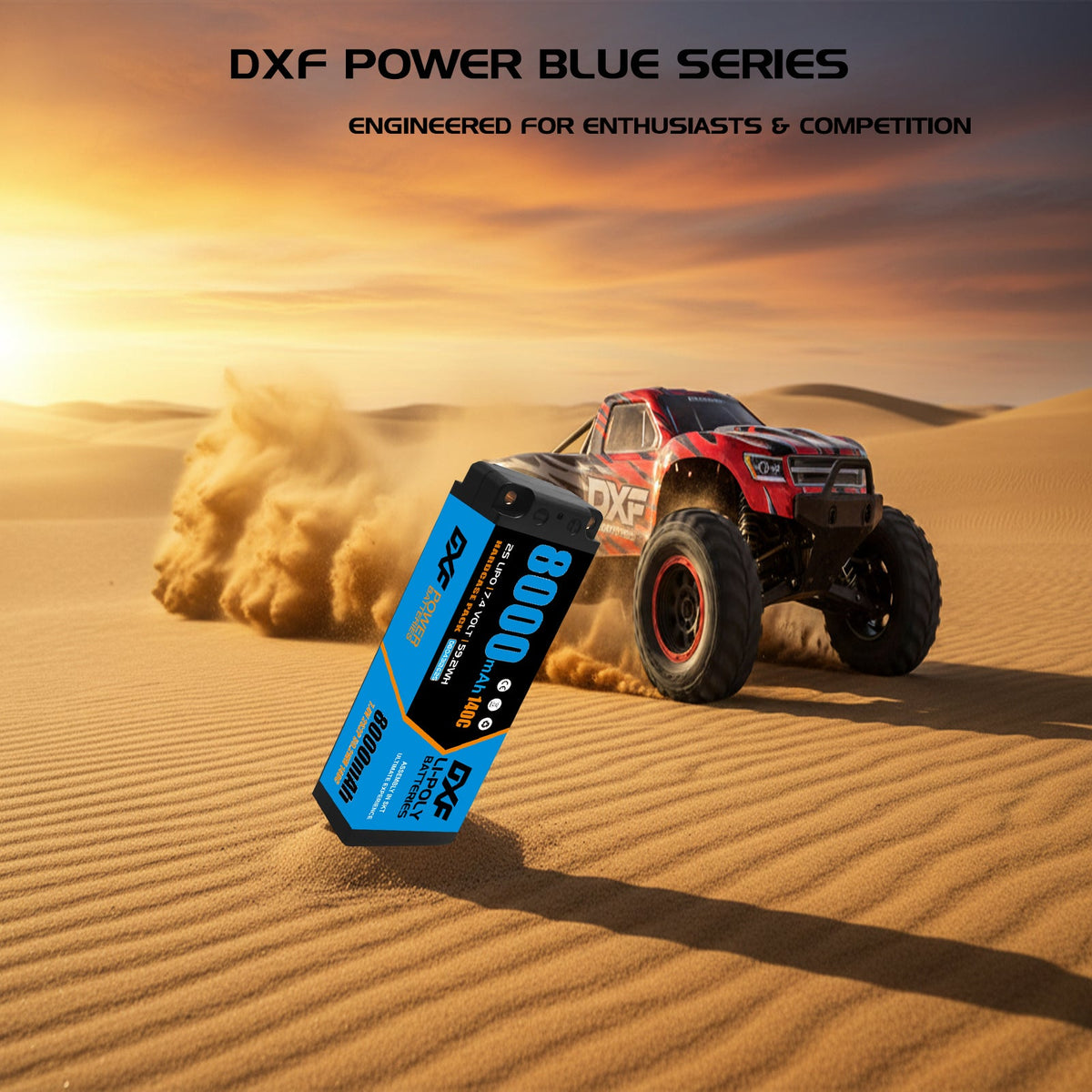 DXF LiPo Battery 2S2P 7.4V 8000mAh 140C Graphene Blue with 5mm Bullet / EC5 / T / TRX / XT60 / XT90 / XT150 / Q8s Plug for RC 1/10 Touring Car Racing