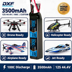 DXF LiPo Battery 12S 44.4V 3500mAh 100C Graphene Softcase Blue with EC5 / T / TRX / XT60 / XT90 / XT150 / Q8s Plug for RC 1/8 1/10 Buggy Truck Car Off-Road Drone