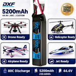 DXF LiPo Battery 12S 44.4V 5200mAh 80C Graphene Softcase Blue with EC5 / T / TRX / XT60 / XT90 / XT150 / Q8s Plug for RC 1/8 1/10 Buggy Truck Car Off-Road Drone