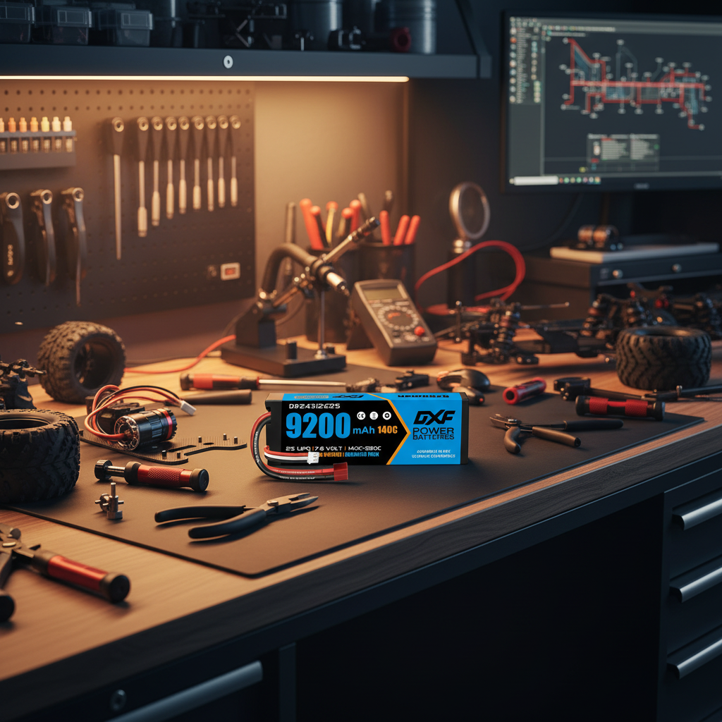 DXF 2S 7.6V 9200mAh 140C Hardcase LiPo Battery with 10AWG XT90 for 1/8 RC Cars, Boats, Trucks (2/4/6 Pack Available)