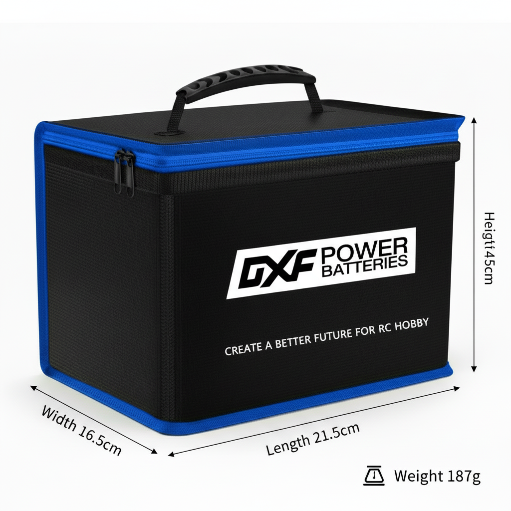 DXF LiPo Battery Fireproof Safety Bag - Charging & Storage Guard with Double Zipper (1-6 Pack Options Available)