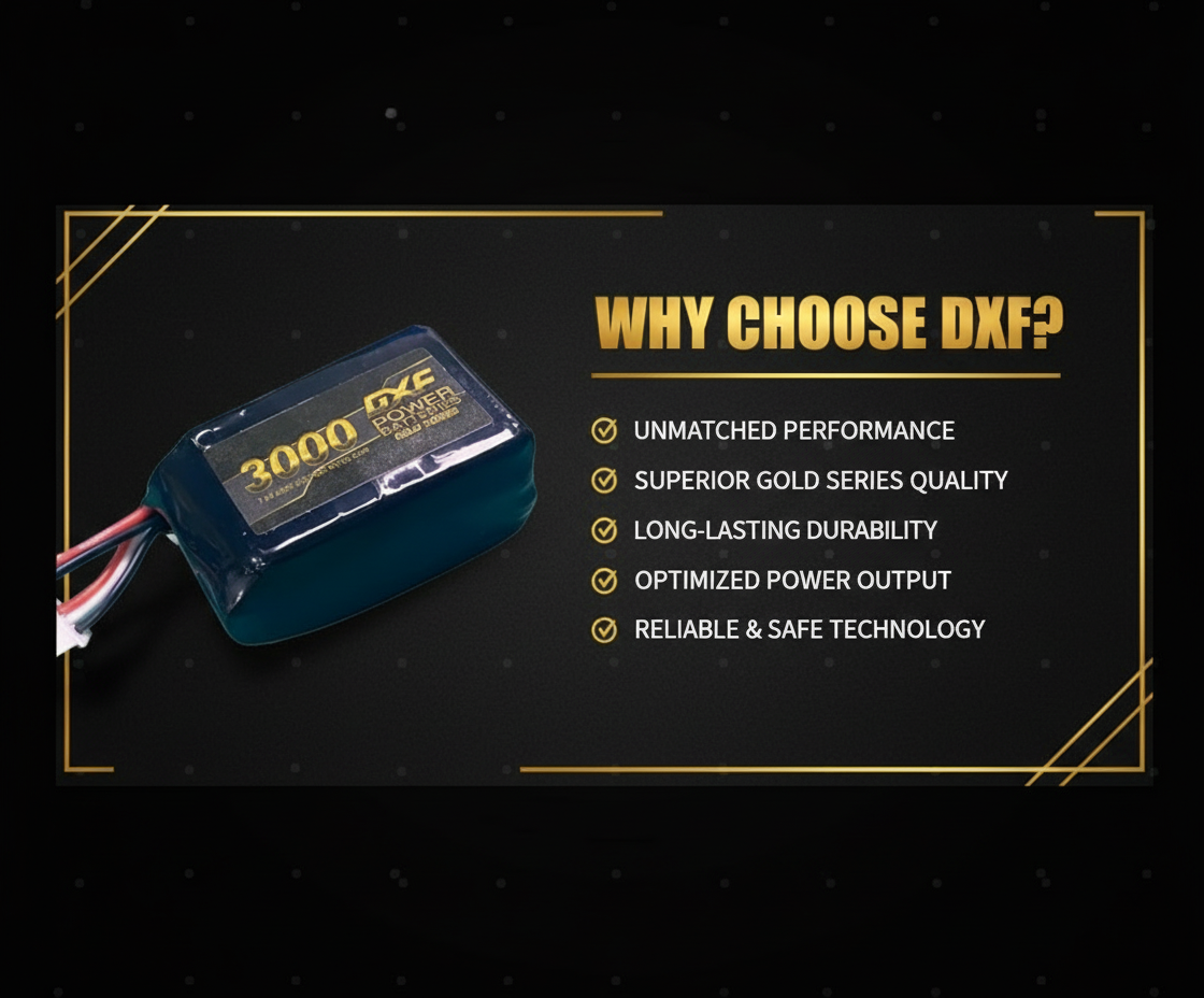DXF 2S 7.4V 3000mAh 20C Compact Hardcase LiPo Battery for 1/8 1/10 RC Cars, Trucks, Buggies & Boats (2, 4, 6 Pack Available)