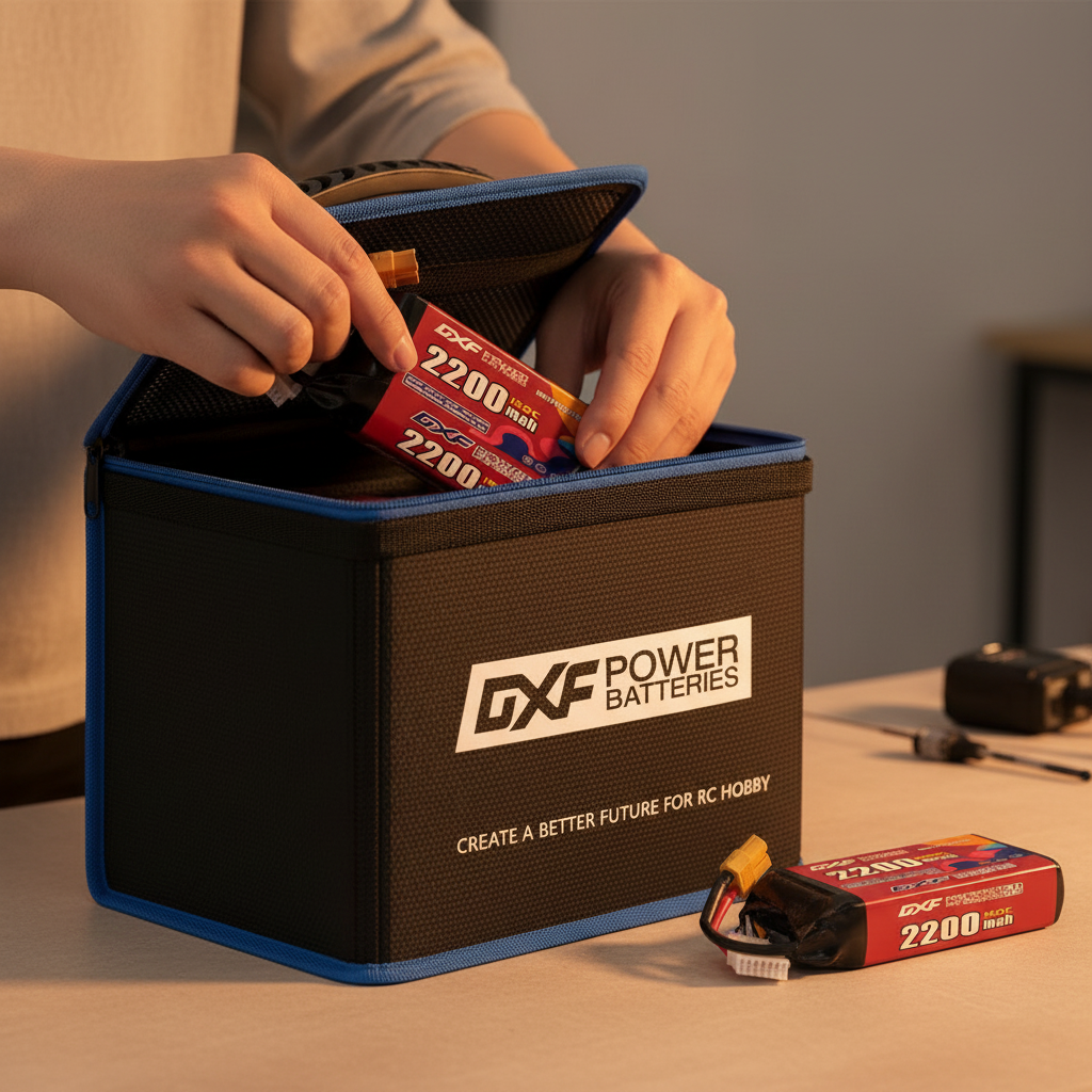 DXF LiPo Battery Fireproof Safety Bag - Charging & Storage Guard with Double Zipper (1-6 Pack Options Available)
