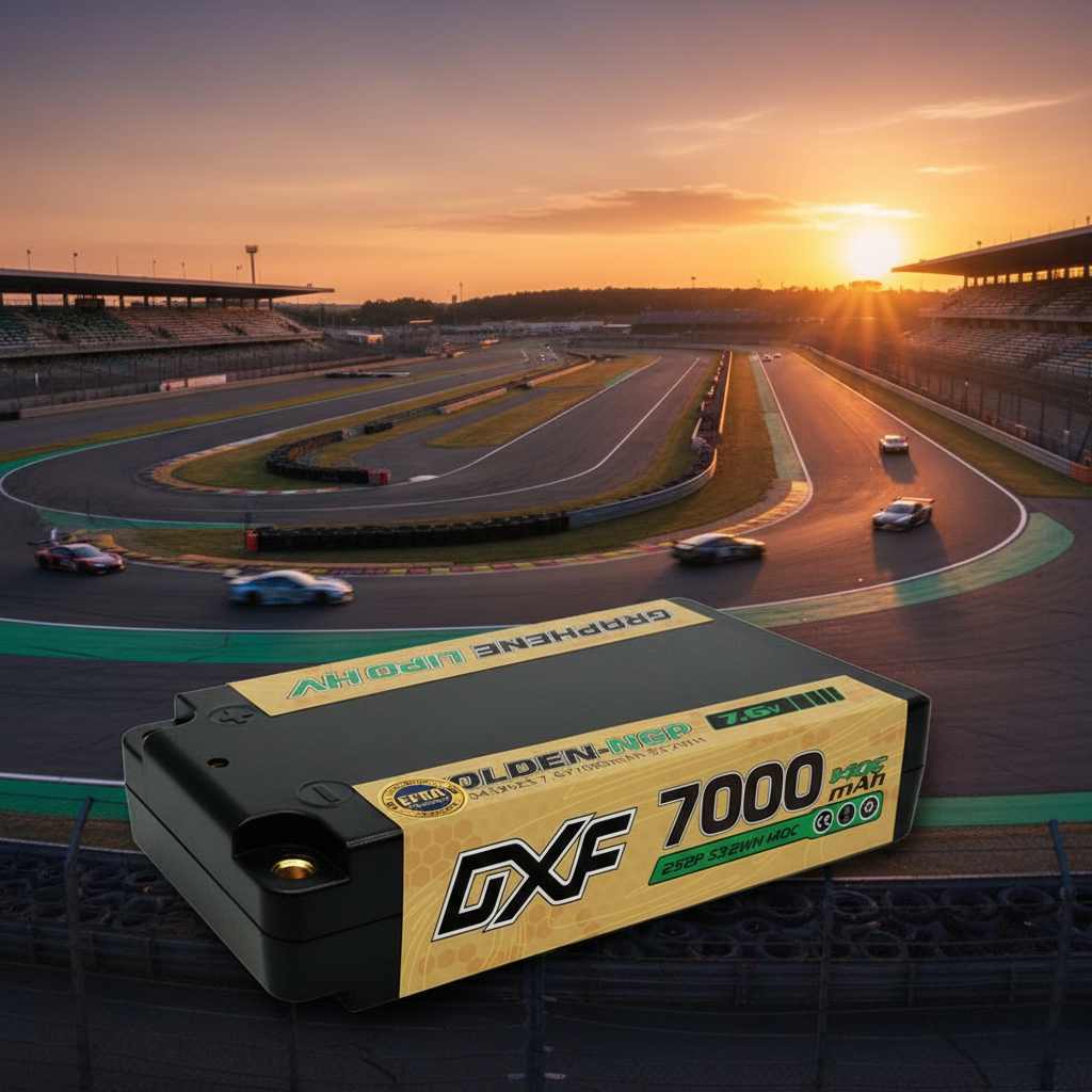 DXF 5mm Shorty 2S 7000mAh 7.6V 140C GOLDEN-NGP PLUS Hardcase LiPo Battery | EFRA Approved