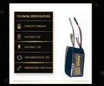 DXF 2S 7.4V 3000mAh 20C Compact Hardcase LiPo Battery for 1/8 1/10 RC Cars, Trucks, Buggies & Boats (2, 4, 6 Pack Available)