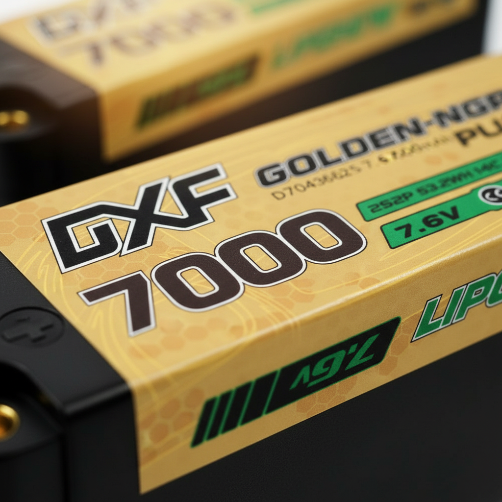 DXF 5mm Shorty 2S 7000mAh 7.6V 140C GOLDEN-NGP PLUS Hardcase LiPo Battery | EFRA Approved