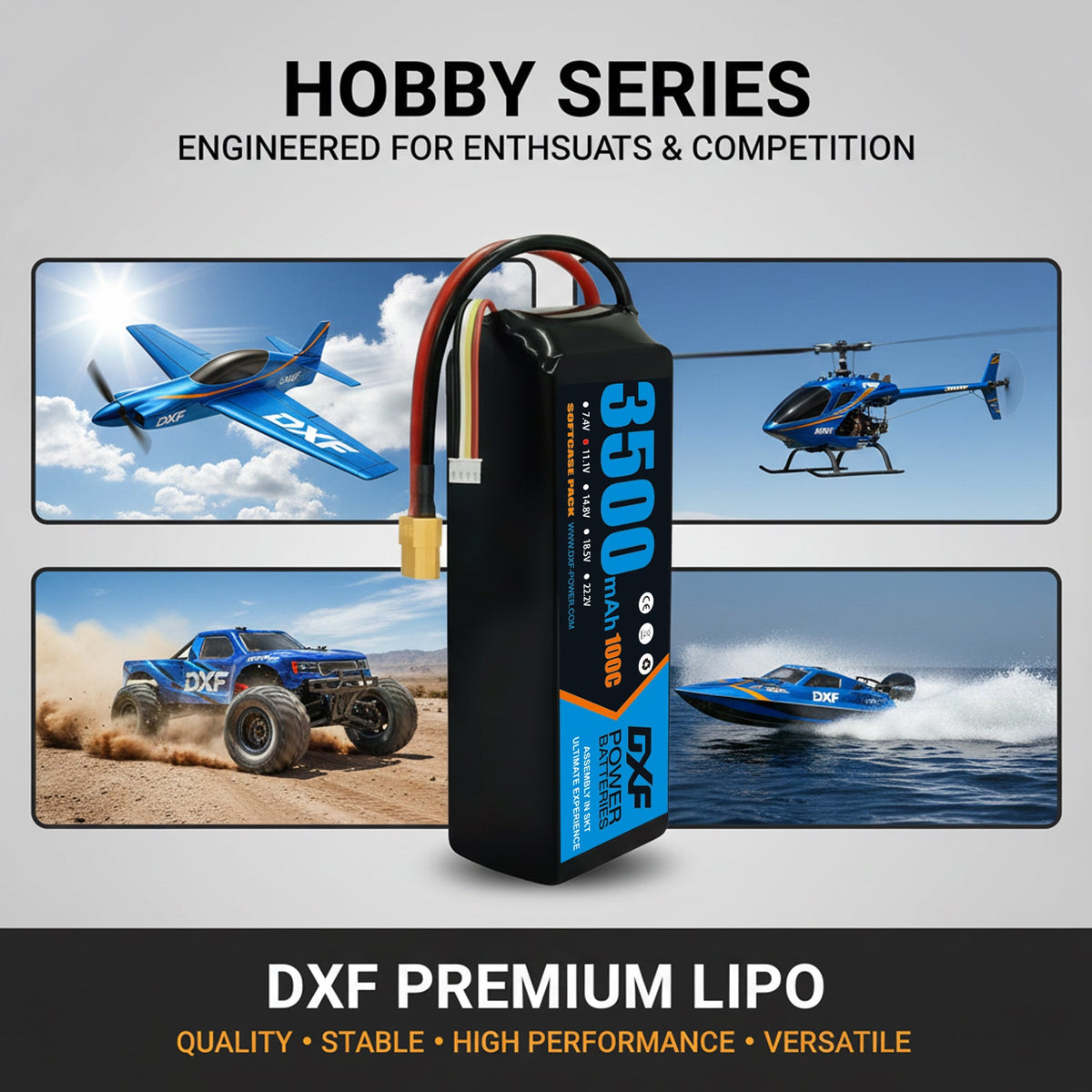 DXF Lipo Battery 3S 11.1V 3500mAh 100C GoldSeries Graphene Softcase with EC5 / T / TRX / XT60 / XT90 / XT150 / Q8s Plug for RC 1/8 1/10 Buggy Truck Car Off-Road Drone